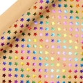 Kraft wrapping paper roll with colorful metallic holographic star patterns for gift DIY - Birthday Series - Gold Foil Stars