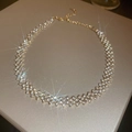 Collier ras du cou étincelant pavé de strass, finition dorée élégante pour femmes - Or