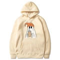 Felpa con cappuccio Halloween crema con illustrazione fantasma e tasca a marsupio - Cachi