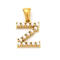Pendentif lettre Z avec placage à l'or et perles blanches pour colliers femmes - Lettre Z (SP149G-Z)