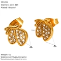 Detailed specs of butterfly 18k gold plated stainless steel stud earrings with zircons - Butterfly Style (SE320G)