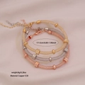 3er-Set elastische Netzarmbänder in Gold Silber und Roségold mit quadratischen Schiebern - Mesh mit Schiebeblock-Stil (3#)
