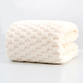 Thick creamy white coral fleece bath towel with plush 3D lattice pattern texture - 70x140cm Bath Towel / White