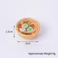 Miniature 3cm shrimp noodle bowl keychain toy with realistic resin food details - 3cm Gold Bowl-No.21 (No Hook)