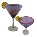 Detailed view of cocktail glass clutch with purple crystals and lemon slice detail - Precipitated Purple (Pink Purple Gradient)