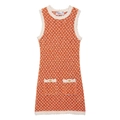 Ärmelloses Mini-Strickkleid für Damen in Orange und Beige mit strukturiertem Muster - S / Orange-Weiß-Kontrast