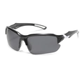 Sportsonnenbrille mit schwarzem Halbrand-Rahmen und grauen polarisierten Gläsern - Schwarzer Rahmen Weiße Bügel Graue Gläser Polarisiert