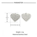 Polished stainless steel heart wing lock pendant 16x15mm dimensions and specifications - VG590 Silver Dotted Heart Pendant
