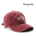 Vintage weinrote gewaschene Baumwoll-Baseballkappe mit New York 1625 Stickerei - Burgunderrot