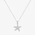 Collier élégant en argent S925 avec pendentif étoile de mer, perles blanches et cristaux - Collier / Argent 925
