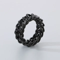 Anillo de cadena de eslabones minimalista en acero inoxidable negro estilo industrial - US 8 / Negro(KR101921-KFC)