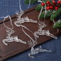 Set of four transparent acrylic reindeer ornaments with hanging ribbons for Christmas decor - 3D Deer 10CM (Set of 4)