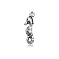 Silver seahorse alloy pendant charm with textured grid pattern for DIY jewelry making - Antique Silver Seahorse