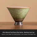 Keramik-Teetasse in Kegelform mit smaragdgrüner Ofenglasur und 54ml Fassungsvermögen - Einfache Verpackung / Smaragd Sternenhimmel