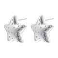 Elegant silver star-shaped stud earrings featuring shimmering cubic zirconia crystals - Platinum Clear Zirconia Style