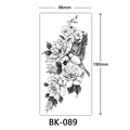 Sketch black flower and bird temporary tattoo sticker model BK-089 sized 96x190mm - BK-089 / 96*190mm