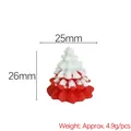 Miniature red resin Christmas tree figurine with snow top for DIY crafts, 26mm height - Red and White Christmas Tree