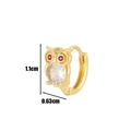 Golden owl earring with clear crystal and red eyes, 1.1cm height copper zircon cartilage hoop - Red-Eyed Owl Style (413-8#) / Gold Yellow