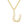 Collana in acciaio inossidabile dorato con pendente a lettera U con perle da donna - Lettera U - Oro