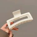 Minimalist cream white 13cm oversized acrylic hair claw clip for thick hair styling - 12.5CM Square / Matte White