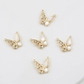 18k gold plated butterfly pendant with white mother of pearl and zircon for DIY jewelry - White Zircon Butterfly 18mm
