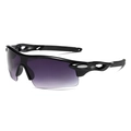 Gafas de sol deportivas negras con lentes degradadas púrpuras y patillas ventiladas - Montura Negra Lente Gris Degradado