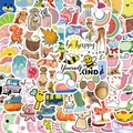 Detail of 100 waterproof cute cartoon stickers with animals and quotes for DIY decor - Style UU059