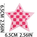 Detail of pink checkered star embroidery patch with 6.5cm size dimensions - Pink and White Plaid Star (Large)