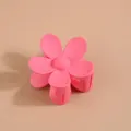 Matte rose pink flower hair claw clip with minimalist five-petal design for daily hair styling - Rose Red