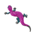 Chic lizard brooch featuring sparkling pink and blue rhinestones on a dark metal base - Multicolor Style (DW0534-4)