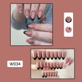 French tip press-on nails set with black stars and gold glitter lines on nude base - W034 Dark Star French