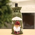 Christmas burlap wine bottle bag featuring a 3D Santa Claus design with green base - Green Santa