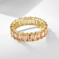 Bague éternité hip-hop dorée sertie de zircons rectangulaires de couleur champagne - US 7 / Or Zircon Champagne