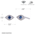 Detailaufnahme der S925 Sterlingsilber Evil Eye Ohrstecker mit blauen Zirkonia Steinen - 925er Silber / 925 Silber Weißgold beschichtet