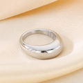 Anello a cupola in acciaio al titanio argento lucido con design minimalista chunky - US 5 / Stile Lucido a Specchio a Cupola Largo 10 mm (KR1088037-K) / Color Acciaio