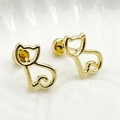 Minimalist gold hollow cat stud earrings in titanium steel with elegant silhouette design - Gold Hollow Cat Silhouette