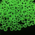 Flat round luminous acrylic alphabet beads with letter M glowing in neon green - Letter W (100Pcs/Pack)