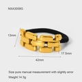 Detailed size chart of golden metal croissant hair tie with 13mm and 42mm measurements - Gold Chunky Chain (NXA3008G)