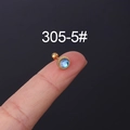 Goldener Edelstahl-Ohrstecker mit blauem Mondstein und Perlenrand für Damen - Goldene Basis Blauer Irisierender Stil (305-5#)