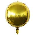 Metallic gold 4D round aluminum foil balloon with a glossy mirror reflective finish - 32 inch / Gold