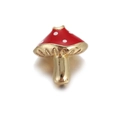 Red and white mushroom-shaped enamel charm with golden metal finish for DIY jewelry - Red Mushroom White Dots