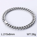 Pulsera de cadena cubana de acero inoxidable para hombre con cierre seguro, 215x8mm, 26g - Pulsera Color Acero (KB157951-KFC) / 215x8mm