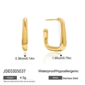 Classic 14K gold plated stainless steel U-shaped square earrings, waterproof and hypoallergenic - Gold U-Shaped Minimalist Style (JDE0305037)