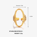 Anillo ovalado martillado en oro de acero inoxidable con diseño geométrico moderno - Anillo ovalado dorado
