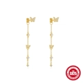 Pendientes de borla de mariposa en plata de ley S925 dorada con circonitas brillantes - Plata 925 / Oro Mariposa Borla