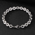 Minimalistische zilveren armband met zeshoekige schakels en karabijnsluiting in staal - Zilveren zeshoekige geometrische ketting (KB1862239-Z)