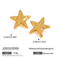 Golden stainless steel star earrings with measurements, hypoallergenic and waterproof - Star Stud Earrings Pair (JDE0102006)