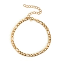Dettaglio del bracciale a catena Figaro dorata da 4,5mm con chiusura a moschettone - Cavigliera / 20cm+6cm / Oro