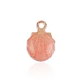 Pink enamel scallop shell charm with rose gold edging and textured fan detail - Shell