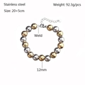 Two-tone 12mm stainless steel beaded stretch bracelet in gold and silver finish - Kb170891-z